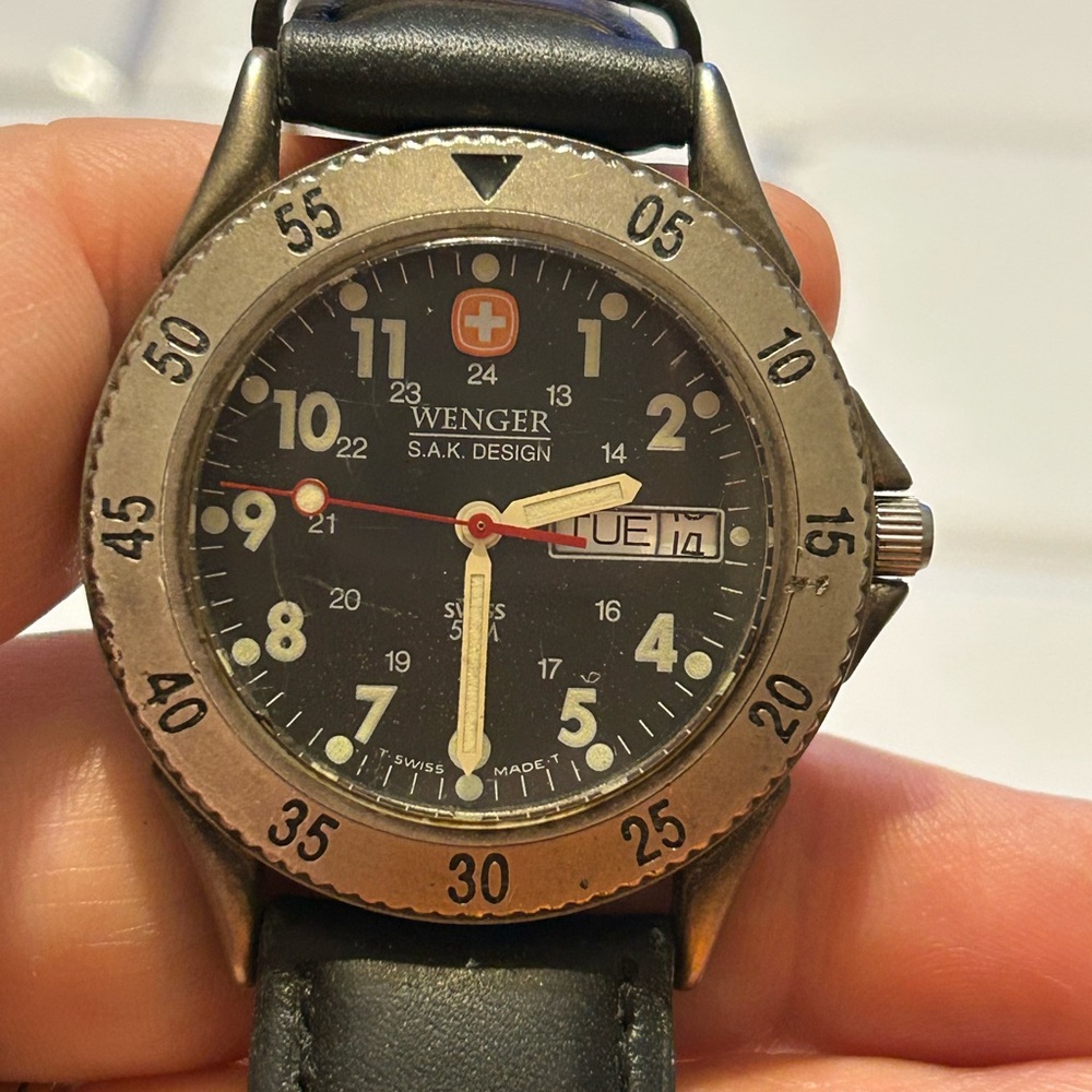 Wenger Black Dial and Silver Bezel Men's Watch
